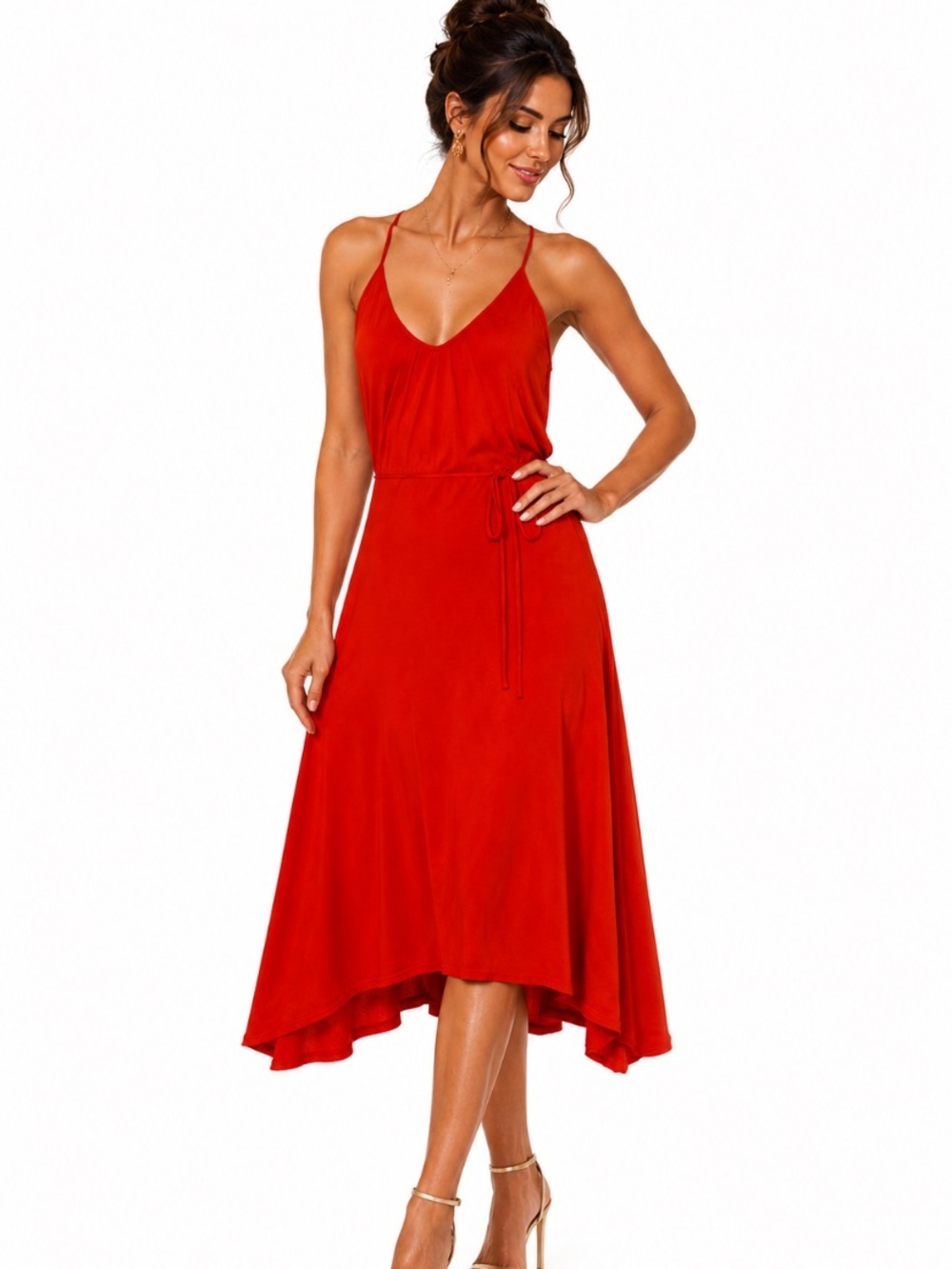 Ag Adriano Goldschmied Red Supima Cotton Blend Romantic Boho Maxi Dress Size XS